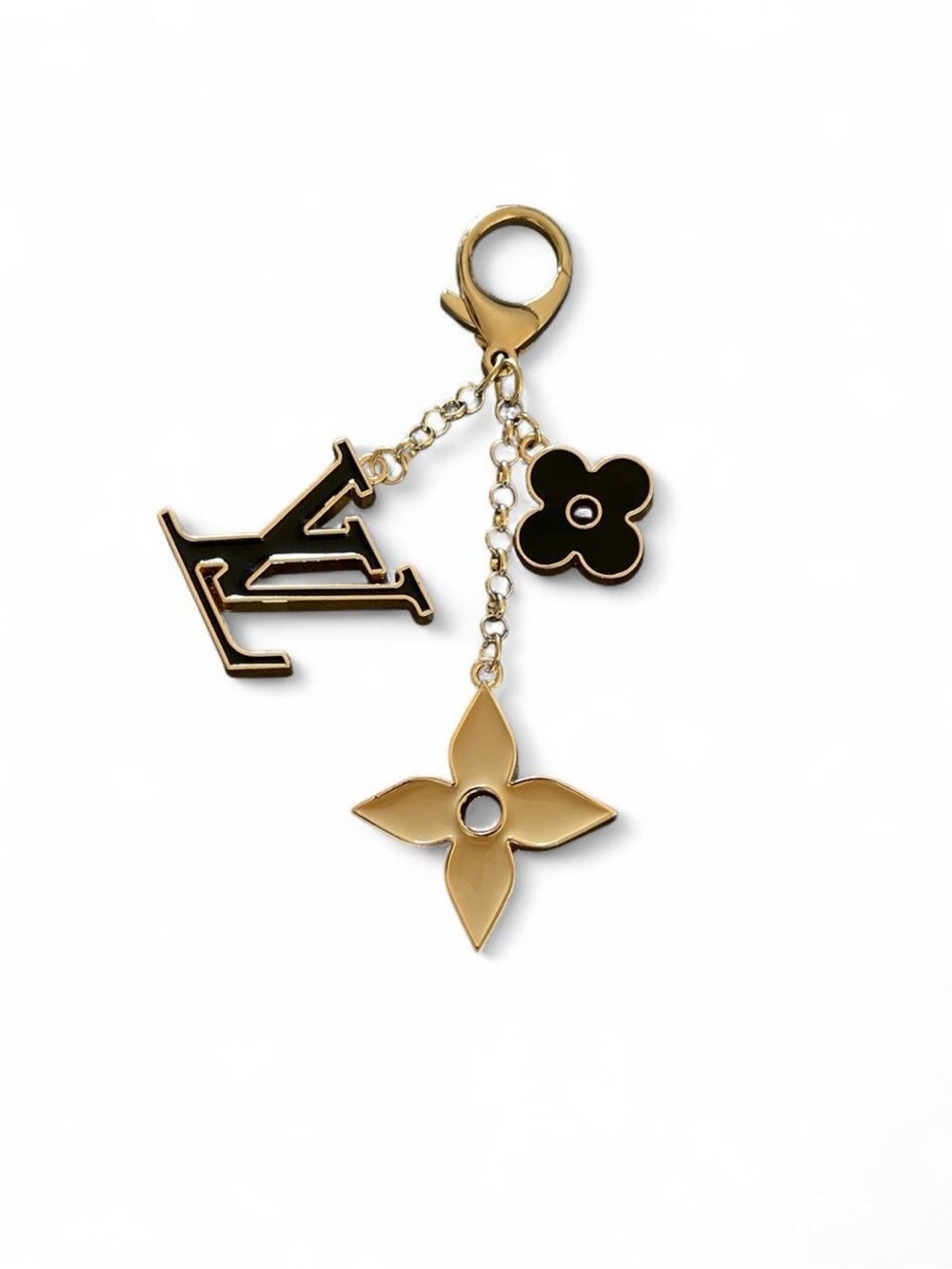 Louis Vuitton Gold and Black Monogram Flower Key Charm